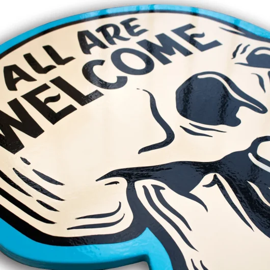 Detalle letrero vintage calavera welcome