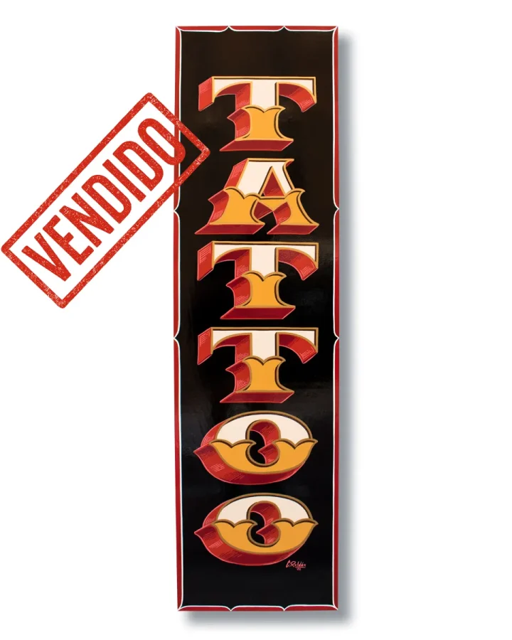 Letrero madera Tattoo Lettering vertical vendido